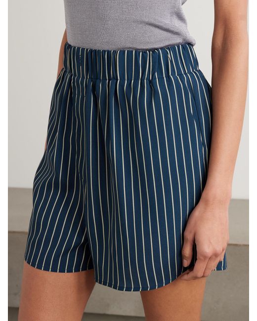 Frankie Shop Blue Lui Shorts Aus Gestreiftem Crêpe