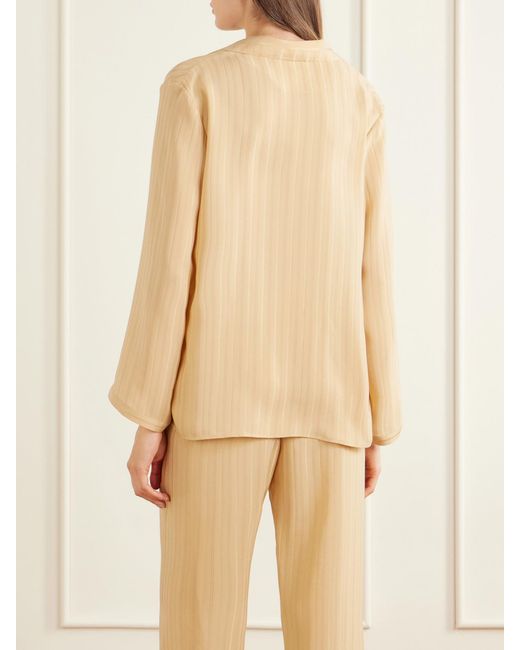 Saint Laurent Natural Striped Silk-Jacquard Shirt