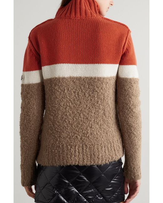 Moncler Red Striped Wool-blend Turtleneck Sweater