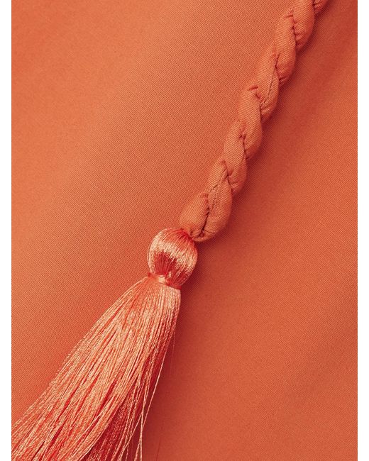 ANDRES OTALORA Orange Maxikleid Aus Baumwollpopeline Mit Troddeln Und Volant