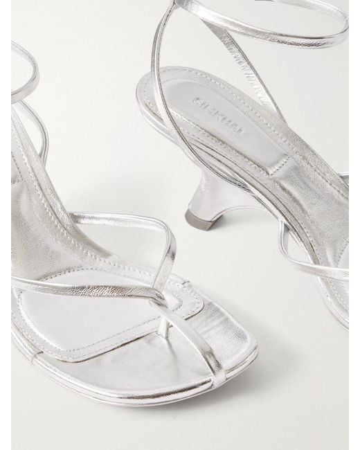 Jonathan Simkhai Natural Kelsey Metallic-Leather Wedge Sandals
