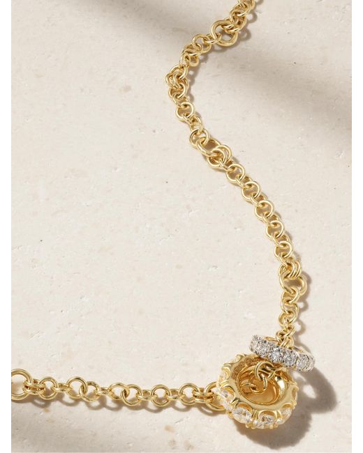Spinelli Kilcollin Natural Gravity Kette Aus 18 Karat Gelb- Und Weißgold Mit Diamanten