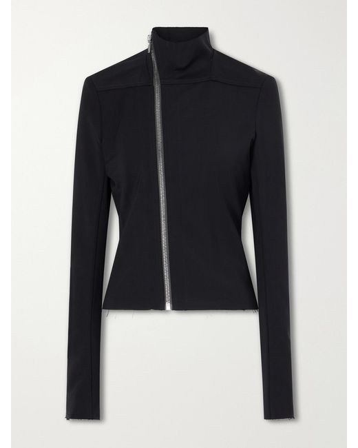 Rick Owens Blue Gary Frayed Wool-Blend Jersey Jacket