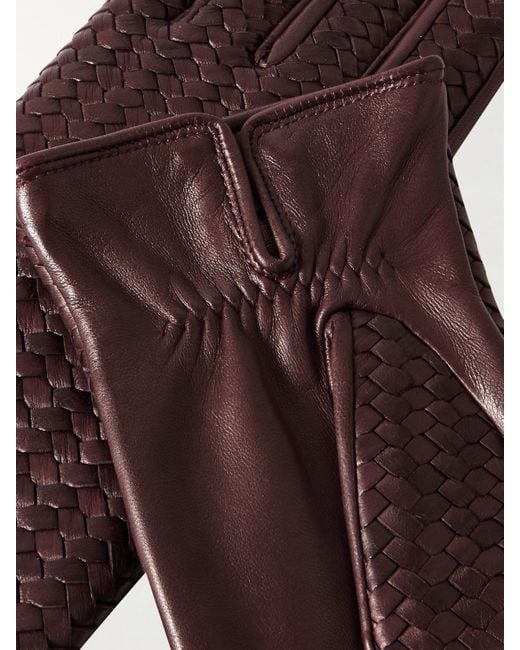 Agnelle Purple Stanilas Woven Leather Gloves