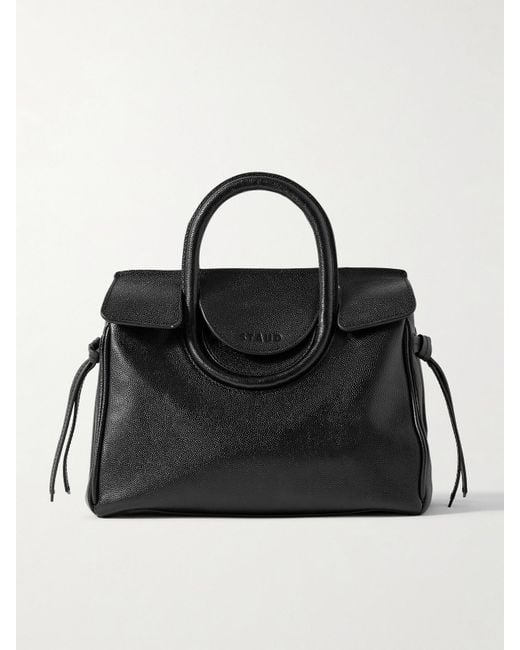 Staud Black Maude Mini Textured-Leather Tote
