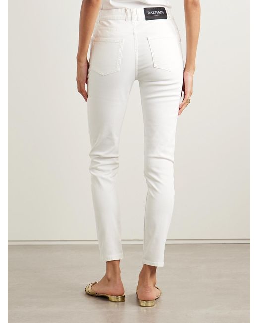Balmain White High-Rise Skinny Jeans