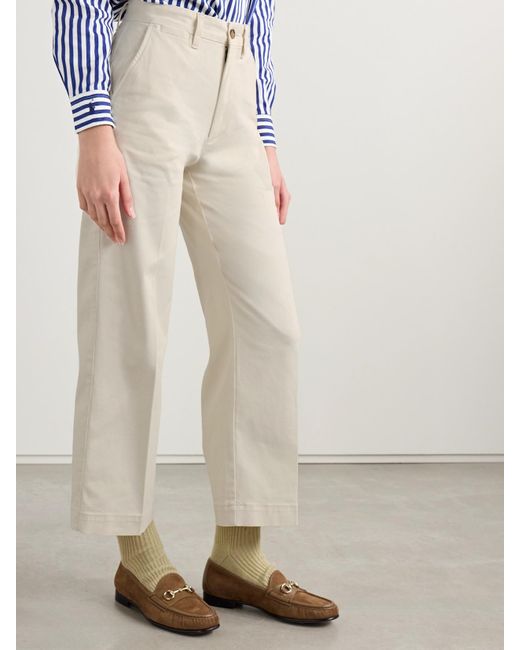 Polo Ralph Lauren White Verkürzte Hose Mit Weitem Bein Aus Twill Aus Einer Baumwollmischung