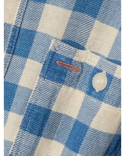 RRL Blue Farrell Gingham Cotton And Linen-Blend Shirt
