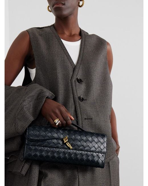 Bottega Veneta Black Andiamo Long Intrecciato Leather Clutch