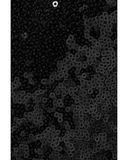 HVN Black Ashley Sequined Sateen Mini Dress