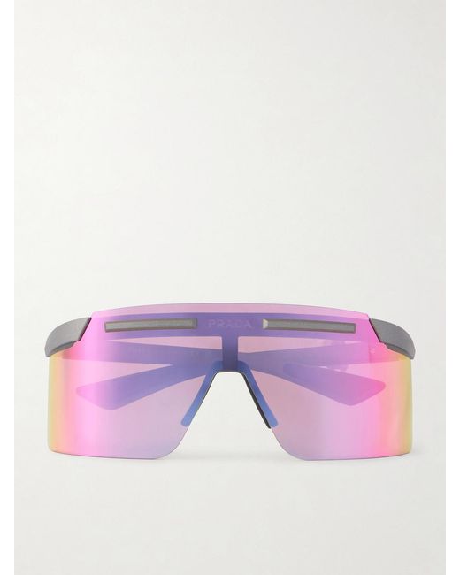 Prada Purple Linea Rossa Square-Frame Acetate Sunglasses