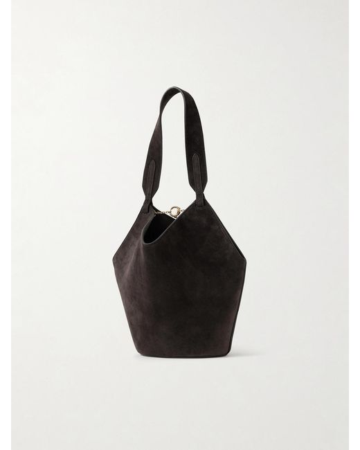 Khaite Black Lotus Mini Suede Tote