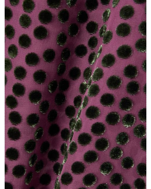 Dries Van Noten Purple Polka-Dot Devoré-Velvet Straight-Leg Pants