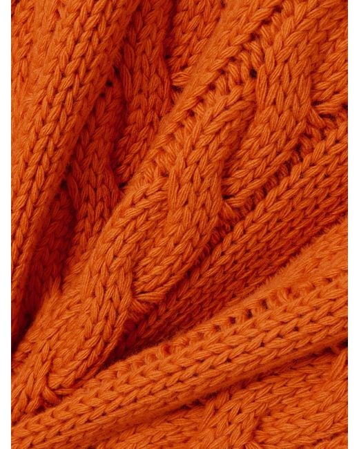 Bally Orange Cable-Knit Wool Turtleneck Sweater