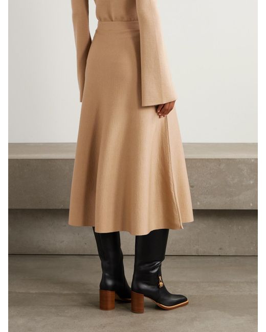 Gabriela Hearst Natural Freddie Wool, Silk And Cashmere-Blend Midi Skirt