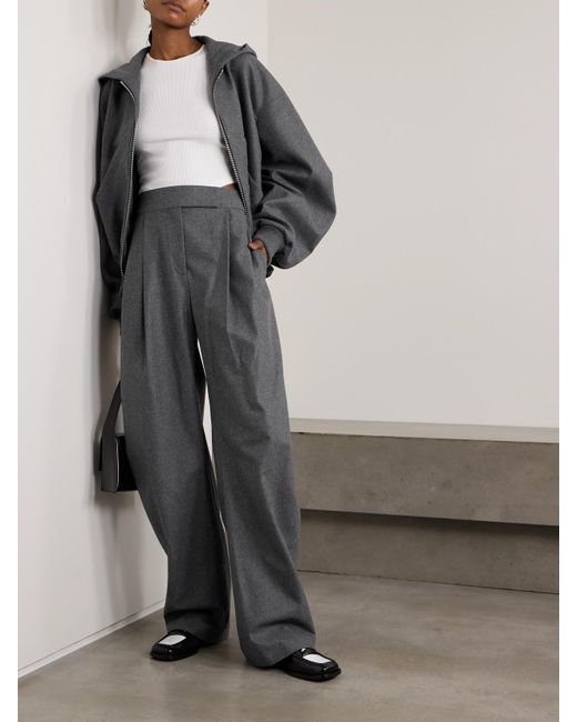 The Attico Gray Oversized Wool-Blend Hooded Bomber Jacket