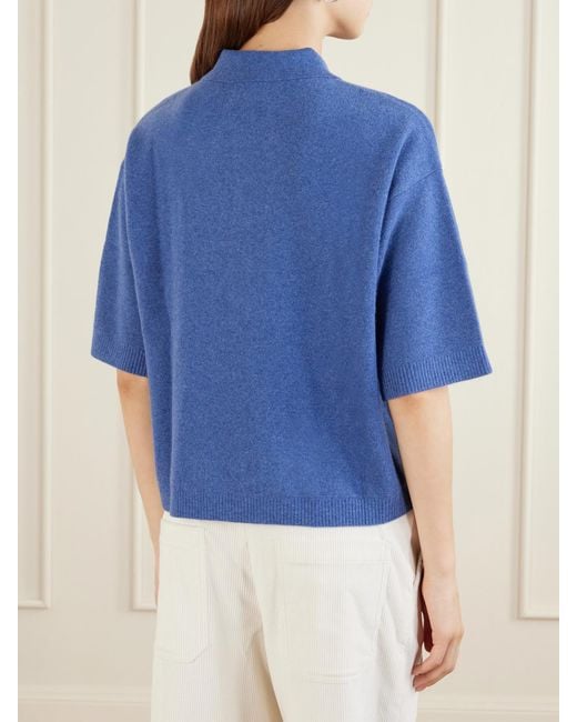 Twp Blue Cashmere-Knitted Polo Shirt