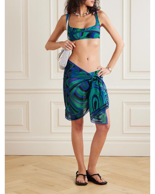 Emilio Pucci Blue Iride Baby Bedrucktes Bikini-Höschen