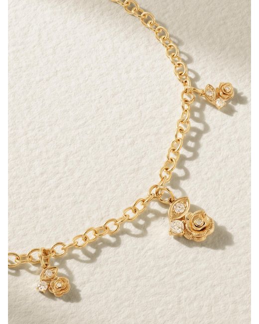 Sydney Evan Natural Marquise Eye Rose 14-Karat Diamond Anklet