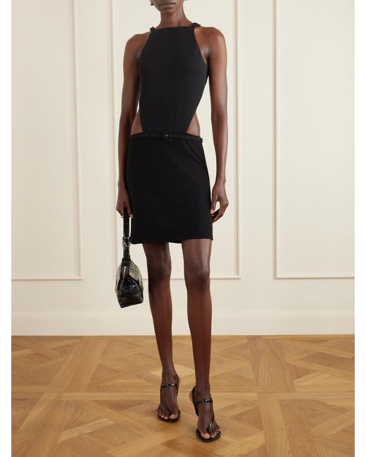 Courreges Black Open Back Jersey Mini Dress