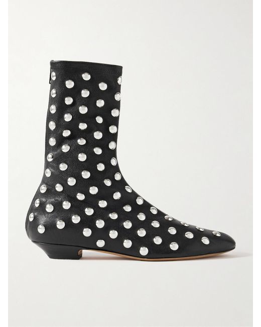 Khaite Black Ankle Boots Aus Leder Mit Schnalle
