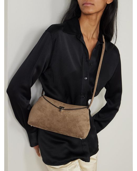 Totême  Natural T-Lock Suede Clutch