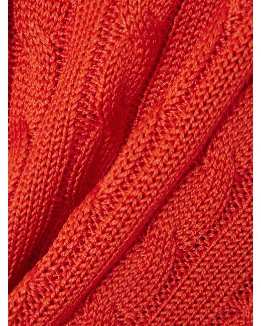 Ralph Lauren Red Cable-Knit Silk Sweater