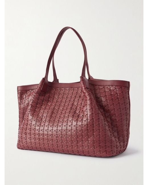 Serapian Red Secret Large Woven Leather Tote