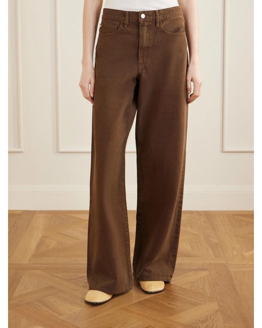 The Elder Statesman Brown Evie Organic Cotton-Twill Wide-Leg Pants