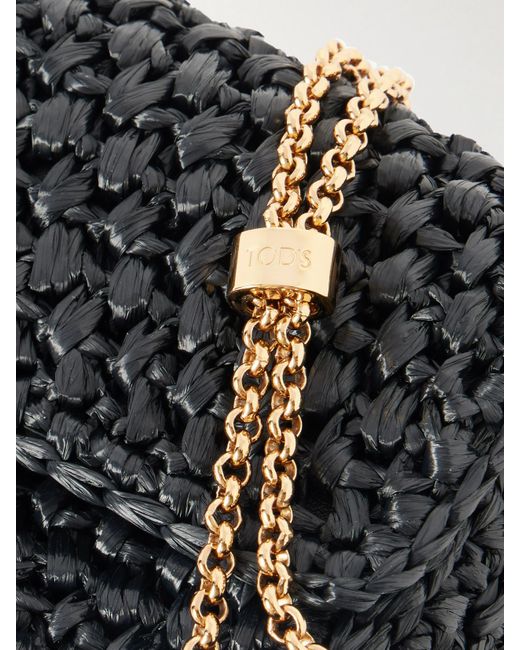 Tod's Black Micro Clutch Aus Raffiabast