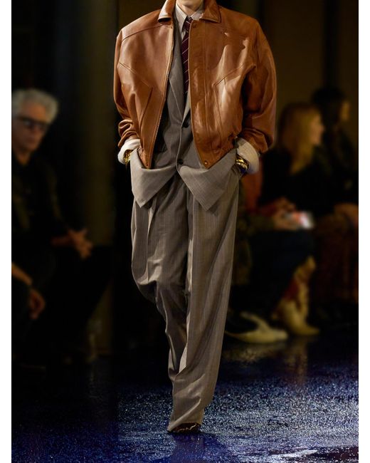 Saint Laurent Brown Leather Jacket