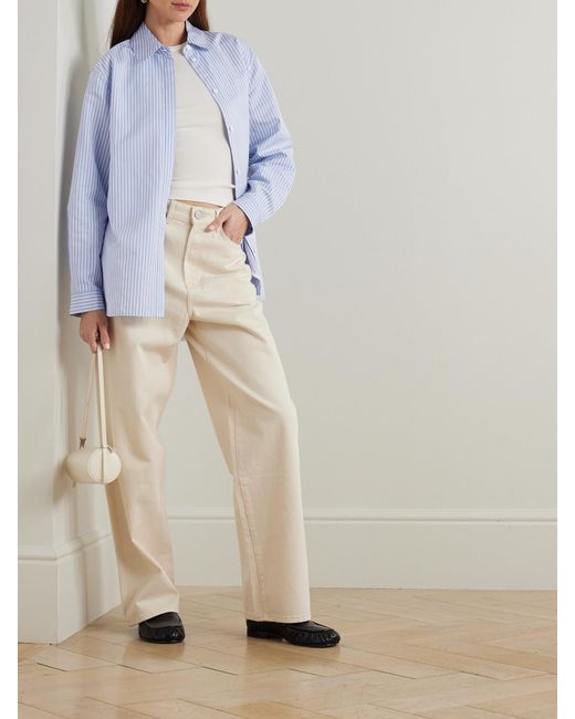 Proenza Schouler Blue Hunter Striped Cotton And Silk-Blend Poplin Shirt