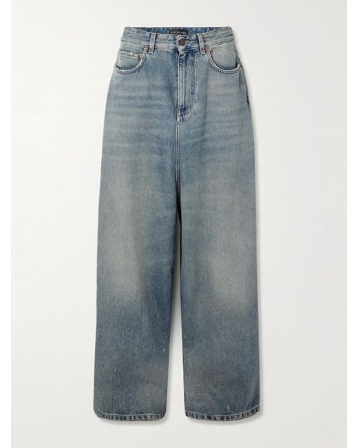Balenciaga Blue Distressed Oversized Jeans