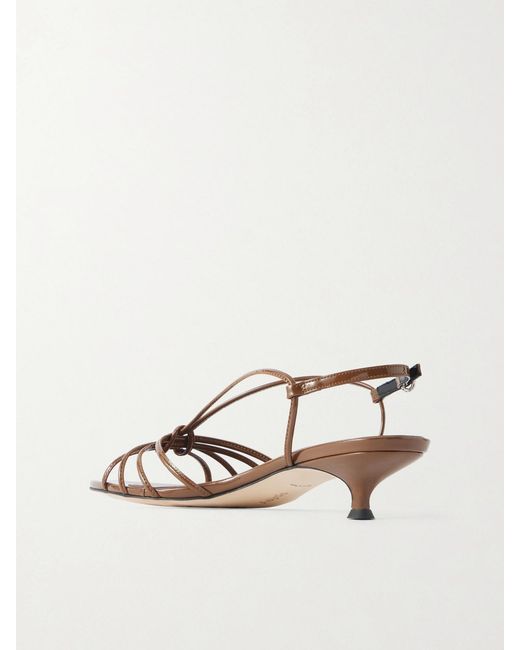 Aeyde Natural Amara Patent-Leather Sandals