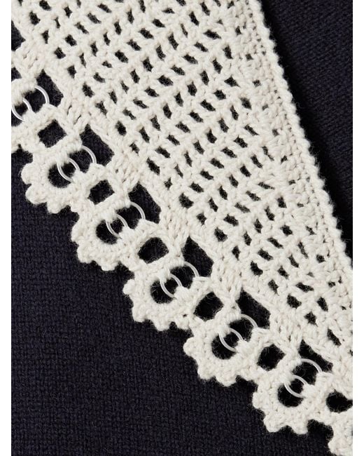 Sea Blue Marie Cardigan Aus Merinowolle Mit Besatz Aus Gehäkelter Baumwolle