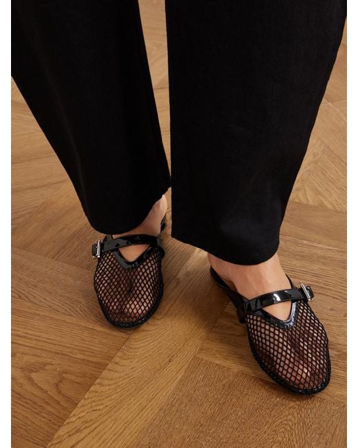 Alaïa White Fishnet Flat Mules