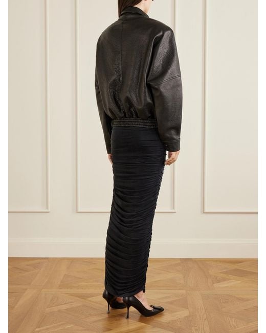 Magda Butrym Black Textured-Leather Biker Jacket