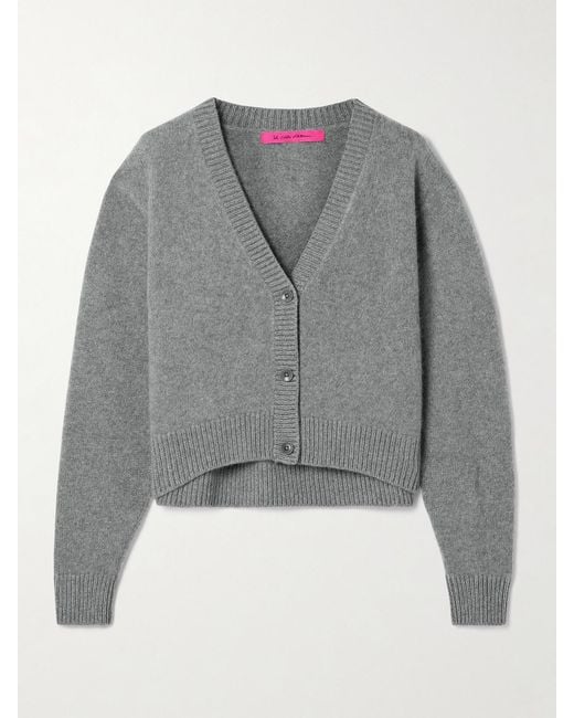 The Elder Statesman Gray Cashmere Cropped Cardigan