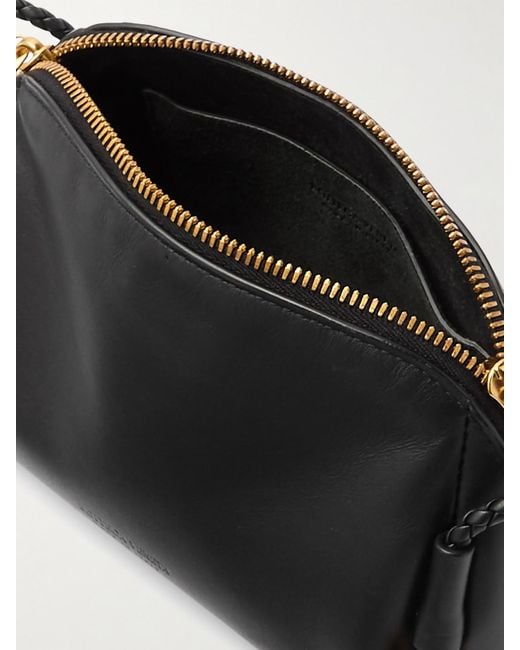 Bottega Veneta Black Concert Small Intrecciato Trimmed Leather Pouch
