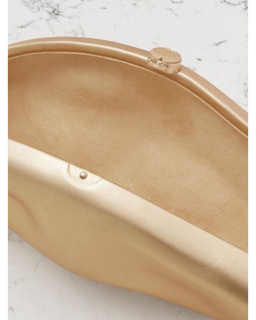 Cult Gaia Natural The Caldera Metallic Leather Clutch