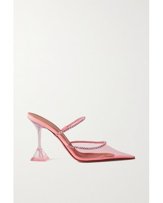 AMINA MUADDI Gilda Crystalembellished Leather And Pvc Pumps in Pink