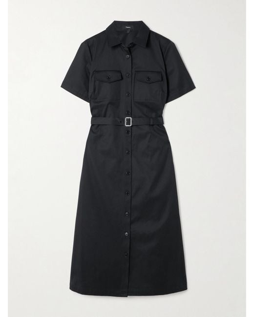 princess polly baby blue dress Mavis Midi Jersey Shirt Dress-Black main image 0