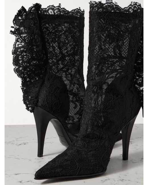 Alexander McQueen Black Heron Lace Boots