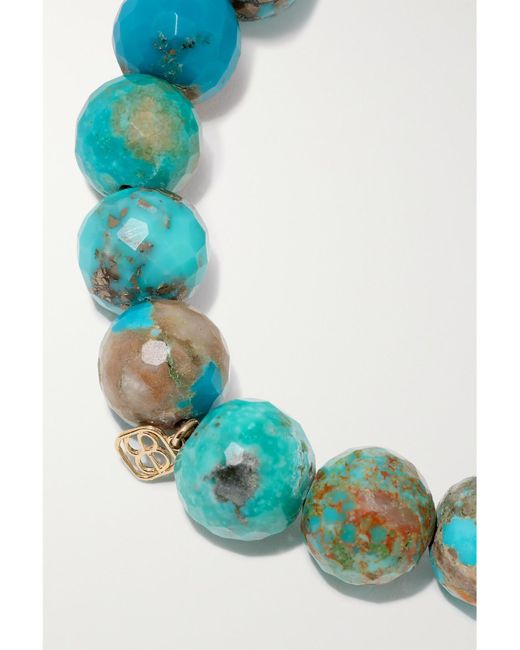 Sydney Evan Green Large Luck And Protection 14-karat Gold, Turquoise And Diamond Bracelet