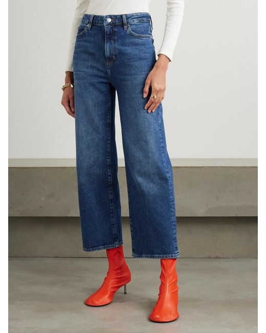 FRAME Blue The Wide Hoch Sitzende Jeans Mit Weitem Bein
