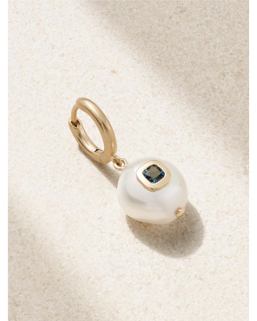 Pascale Monvoisin Natural Eddie 9-Karat, Pearl And Topaz Single Hoop Earring