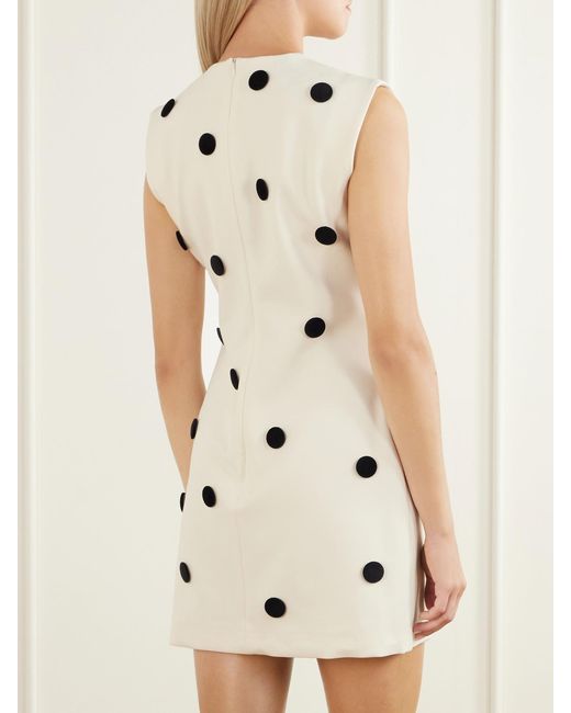 D'Estree Natural Carole Polka-Dot Crepe Mini Dress