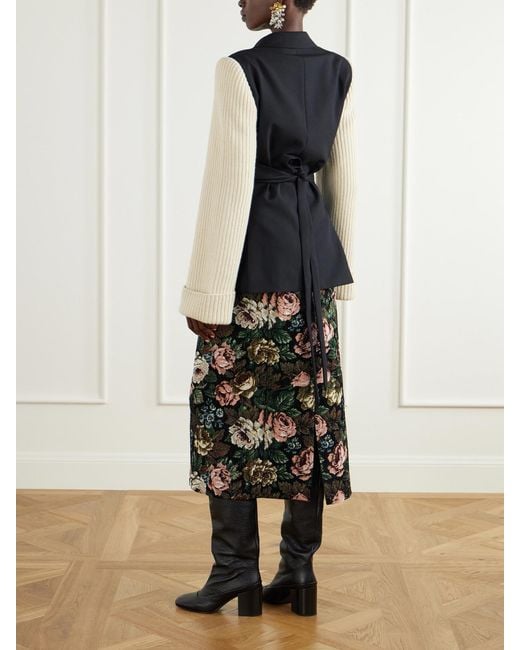 Dries Van Noten Black Ribbed Wool And Cashmere-Blend Trimmed Wool-Twill Jacket