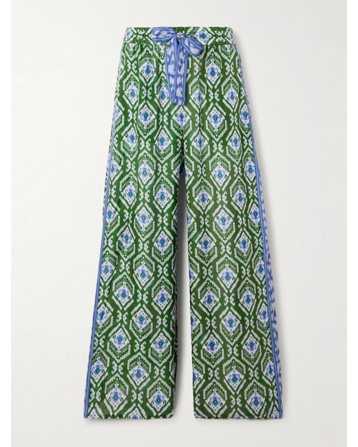 Zimmermann Green Wylie Hose Mit Weitem Bein Aus Bedruckter Seide