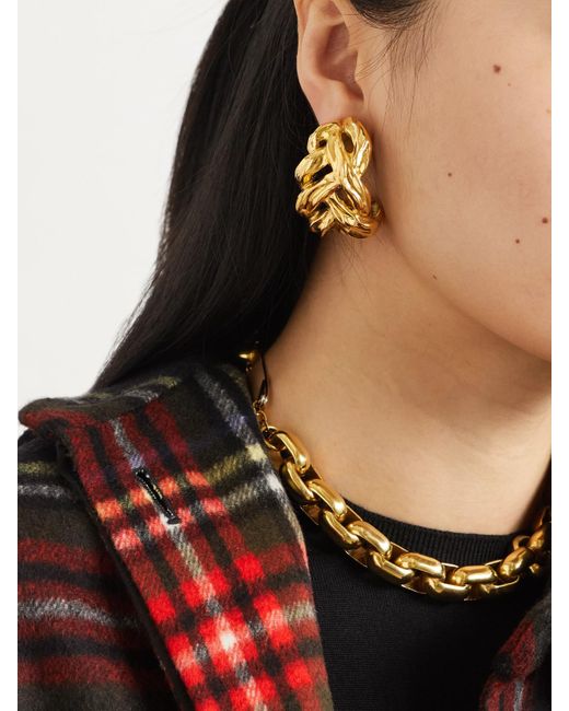 Saint Laurent Metallic Tone Clip Earrings